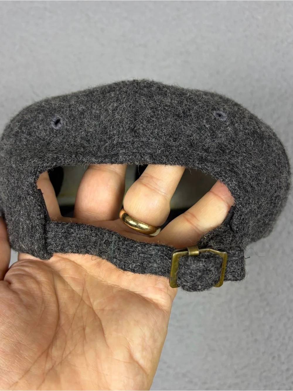 Vintage J. Crew Wool Hat Cap Charcoal Gray Adjustable Baseball Made in USA
